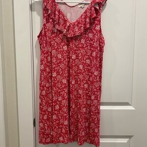 LOFT Red and White Floral Dress. 0447